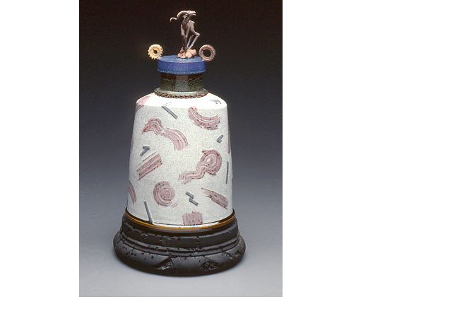 Untitled Covered Jar on Stand with Antelope Finial, 1980-1981